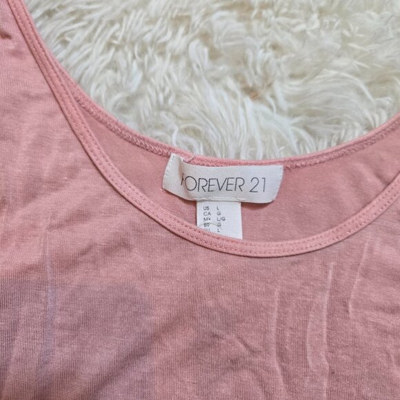 Y2K Forever 21 Thin Layering Long Pink Tunic Tank Top Womens Large - Picture 3 of 3
